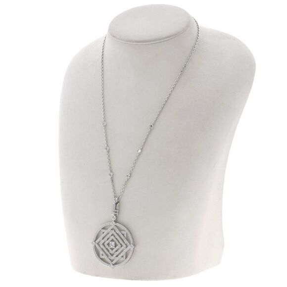 Cartier India Mystery Crown Diamond Necklace 18K White Gold Ladies - Picture 8 of 9